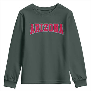Arizona Sports Fan Vintage Bold Throwback AZ State Youth Sweatshirt TS11 Dark Forest Green Print Your Wear
