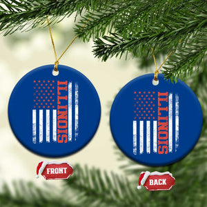 Illinois Pride Ceramic Ornament Vintage American Flag Distressed Varsity Aesthetic Letters IL State TS11 1pc Blue Print Your Wear