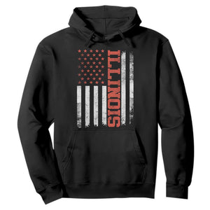 Illinois Pride Hoodie Vintage American Flag Distressed Varsity Aesthetic Letters IL State TS11 Black Print Your Wear