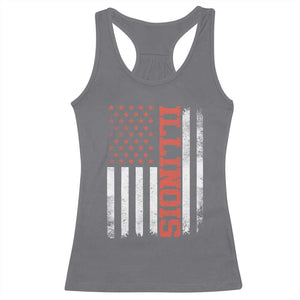 Illinois Pride Racerback Tank Top Vintage American Flag Distressed Varsity Aesthetic Letters IL State TS11 Charcoal Print Your Wear
