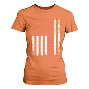 Illinois Pride T Shirt For Women Vintage American Flag Distressed Varsity Aesthetic Letters IL State TS11 Orange Print Your Wear