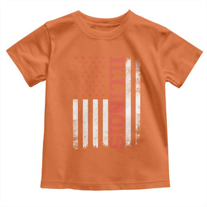 Illinois Pride Toddler T Shirt Vintage American Flag Distressed Varsity Aesthetic Letters IL State TS11 Orange Print Your Wear