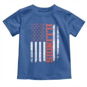 Illinois Pride Toddler T Shirt Vintage American Flag Distressed Varsity Aesthetic Letters IL State TS11 Royal Blue Print Your Wear