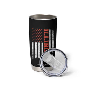 Illinois Pride Tumbler Cup Vintage American Flag Distressed Varsity Aesthetic Letters IL State TS11 Print Your Wear