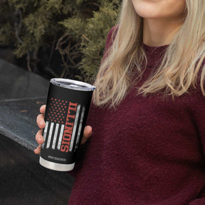 Illinois Pride Tumbler Cup Vintage American Flag Distressed Varsity Aesthetic Letters IL State TS11 Print Your Wear