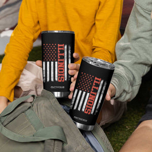 Illinois Pride Tumbler Cup Vintage American Flag Distressed Varsity Aesthetic Letters IL State TS11 Print Your Wear