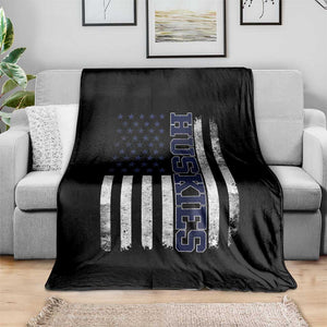 Husky Lover Sports Varsity Aesthetic Letters Vintage American Flag Throw Blanket TS11 Print Your Wear
