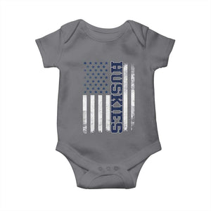 Husky Lover Sports Varsity Aesthetic Letters Vintage American Flag Baby Onesie TS11 Charcoal Print Your Wear