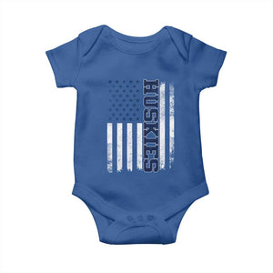 Husky Lover Sports Varsity Aesthetic Letters Vintage American Flag Baby Onesie TS11 Royal Blue Print Your Wear