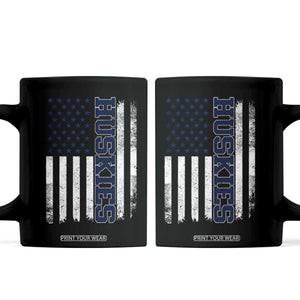 Husky Lover Sports Varsity Aesthetic Letters Vintage American Flag Coffee Mug TS11 Black Print Your Wear