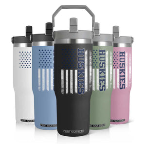 Husky Lover Sports Varsity Aesthetic Letters Vintage American Flag Flip Straw Tumbler TS11 Print Your Wear