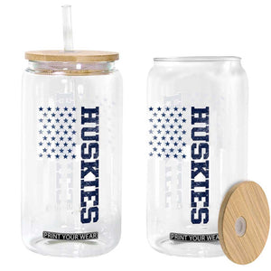 Husky Lover Sports Varsity Aesthetic Letters Vintage American Flag Glass Can TS11 Print Your Wear