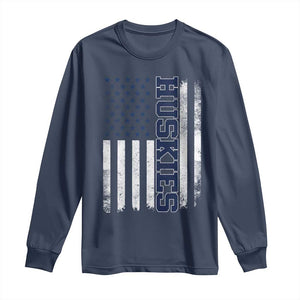 Husky Lover Sports Varsity Aesthetic Letters Vintage American Flag Long Sleeve Shirt TS11 Navy Print Your Wear