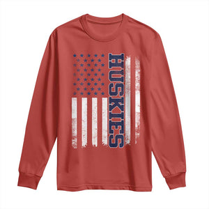 Husky Lover Sports Varsity Aesthetic Letters Vintage American Flag Long Sleeve Shirt TS11 Red Print Your Wear
