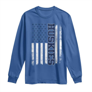 Husky Lover Sports Varsity Aesthetic Letters Vintage American Flag Long Sleeve Shirt TS11 Royal Blue Print Your Wear