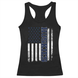 Husky Lover Sports Varsity Aesthetic Letters Vintage American Flag Racerback Tank Top TS11 Black Print Your Wear