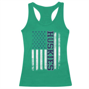 Husky Lover Sports Varsity Aesthetic Letters Vintage American Flag Racerback Tank Top TS11 Irish Green Print Your Wear