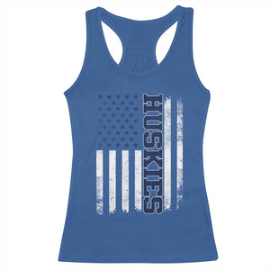 Husky Lover Sports Varsity Aesthetic Letters Vintage American Flag Racerback Tank Top TS11 Royal Blue Print Your Wear