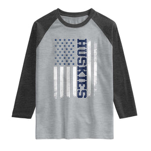 Husky Lover Sports Varsity Aesthetic Letters Vintage American Flag Raglan Shirt TS11 Heather Gray Heather Charcoal Print Your Wear