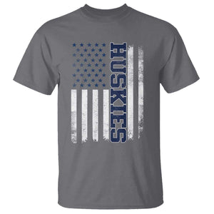 Husky Lover Sports Varsity Aesthetic Letters Vintage American Flag T Shirt TS11 Charcoal Print Your Wear