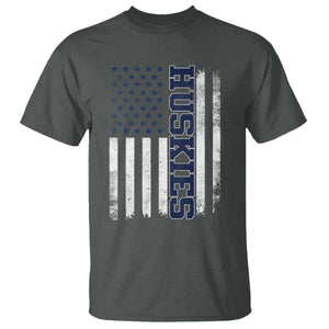 Husky Lover Sports Varsity Aesthetic Letters Vintage American Flag T Shirt TS11 Dark Heather Print Your Wear
