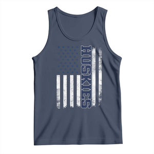 Husky Lover Sports Varsity Aesthetic Letters Vintage American Flag Tank Top TS11 Navy Print Your Wear