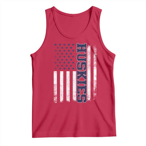 Husky Lover Sports Varsity Aesthetic Letters Vintage American Flag Tank Top TS11 Red Print Your Wear