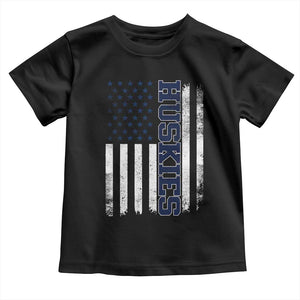 Husky Lover Sports Varsity Aesthetic Letters Vintage American Flag Toddler T Shirt TS11 Black Print Your Wear