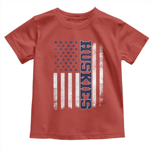 Husky Lover Sports Varsity Aesthetic Letters Vintage American Flag Toddler T Shirt TS11 Red Print Your Wear