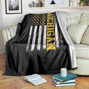 Michigan Pride Throw Blanket Vintage American Flag Distressed Varsity Aesthetic Letters MI State TS11 Print Your Wear