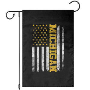 Michigan Pride Garden Flag Vintage American Flag Distressed Varsity Aesthetic Letters MI State TS11 Black Print Your Wear