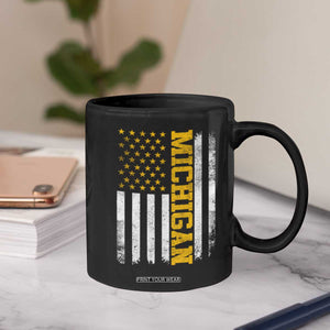 Michigan Pride Coffee Mug Vintage American Flag Distressed Varsity Aesthetic Letters MI State TS11 Print Your Wear
