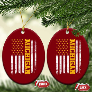 Michigan Pride Ceramic Ornament Vintage American Flag Distressed Varsity Aesthetic Letters MI State TS11 Print Your Wear