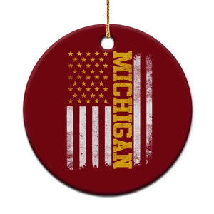 Michigan Pride Ceramic Ornament Vintage American Flag Distressed Varsity Aesthetic Letters MI State TS11 1pc Red Print Your Wear