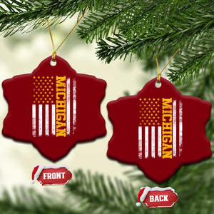 Michigan Pride Ceramic Ornament Vintage American Flag Distressed Varsity Aesthetic Letters MI State TS11 Print Your Wear