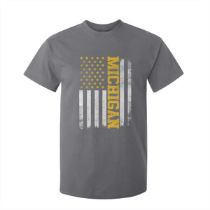 Michigan Pride T Shirt For Kid Vintage American Flag Distressed Varsity Aesthetic Letters MI State TS11 Charcoal Print Your Wear