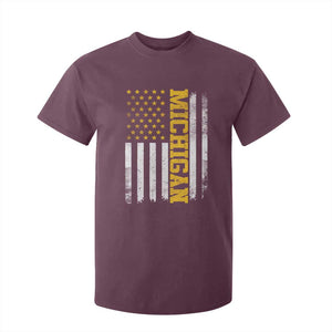 Michigan Pride T Shirt For Kid Vintage American Flag Distressed Varsity Aesthetic Letters MI State TS11 Maroon Print Your Wear