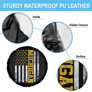 Michigan Pride Spare Tire Cover Vintage American Flag Distressed Varsity Aesthetic Letters MI State TS11 Print Your Wear