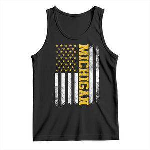 Michigan Pride Tank Top Vintage American Flag Distressed Varsity Aesthetic Letters MI State TS11 Black Print Your Wear
