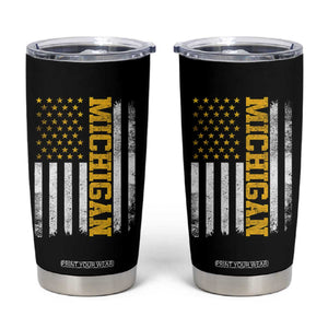 Michigan Pride Tumbler Cup Vintage American Flag Distressed Varsity Aesthetic Letters MI State TS11 Black Print Your Wear