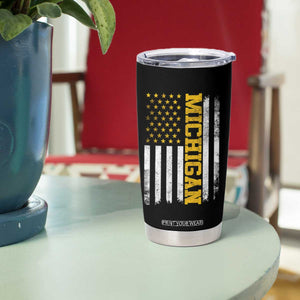Michigan Pride Tumbler Cup Vintage American Flag Distressed Varsity Aesthetic Letters MI State TS11 Print Your Wear