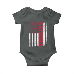 Arizona Pride Baby Onesie Vintage American Flag Distressed Varsity Aesthetic Letters AZ State TS11 Dark Heather Print Your Wear