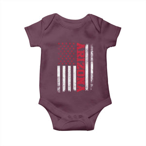 Arizona Pride Baby Onesie Vintage American Flag Distressed Varsity Aesthetic Letters AZ State TS11 Maroon Print Your Wear