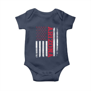 Arizona Pride Baby Onesie Vintage American Flag Distressed Varsity Aesthetic Letters AZ State TS11 Navy Print Your Wear