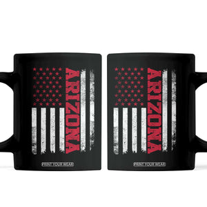 Arizona Pride Coffee Mug Vintage American Flag Distressed Varsity Aesthetic Letters AZ State TS11 Black Print Your Wear