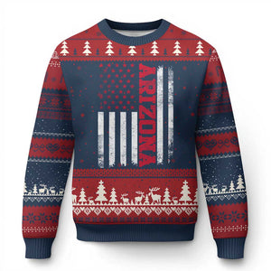 Arizona Pride Ugly Christmas Sweater Vintage American Flag Distressed Varsity Aesthetic Letters AZ State TS11 Navy Red Print Your Wear