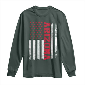 Arizona Pride Long Sleeve Shirt Vintage American Flag Distressed Varsity Aesthetic Letters AZ State TS11 Dark Forest Green Print Your Wear