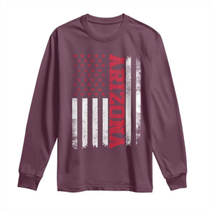 Arizona Pride Long Sleeve Shirt Vintage American Flag Distressed Varsity Aesthetic Letters AZ State TS11 Maroon Print Your Wear