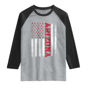 Arizona Pride Raglan Shirt Vintage American Flag Distressed Varsity Aesthetic Letters AZ State TS11 Heather Gray Black Print Your Wear