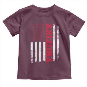 Arizona Pride Toddler T Shirt Vintage American Flag Distressed Varsity Aesthetic Letters AZ State TS11 Maroon Print Your Wear